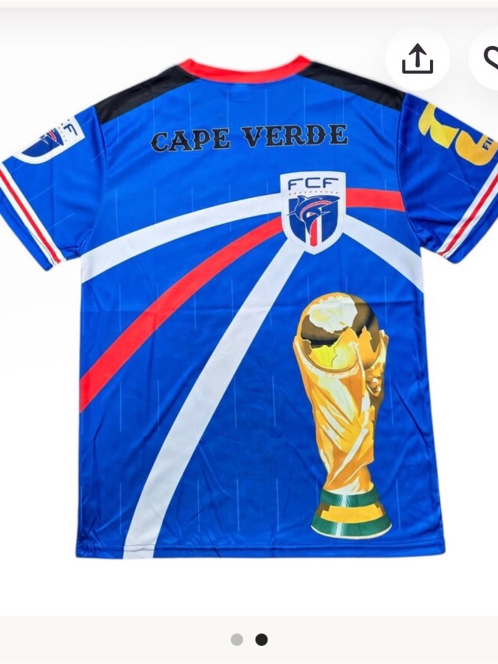 Team Apparel Cape Verde Blue Fan Jersey with Gold Trophy Graphic
